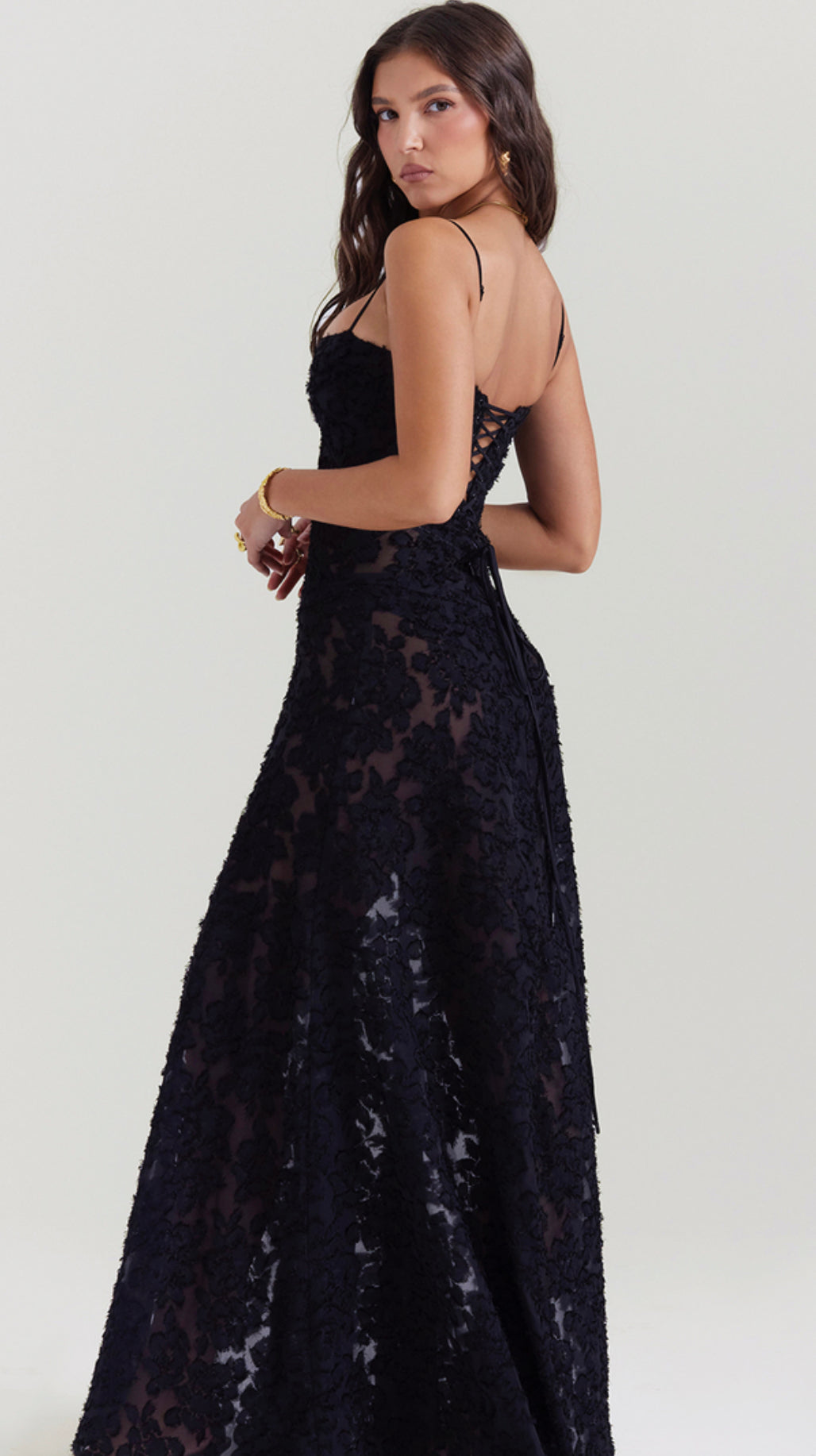 House of CB Seren Maxi Gown Black Lace