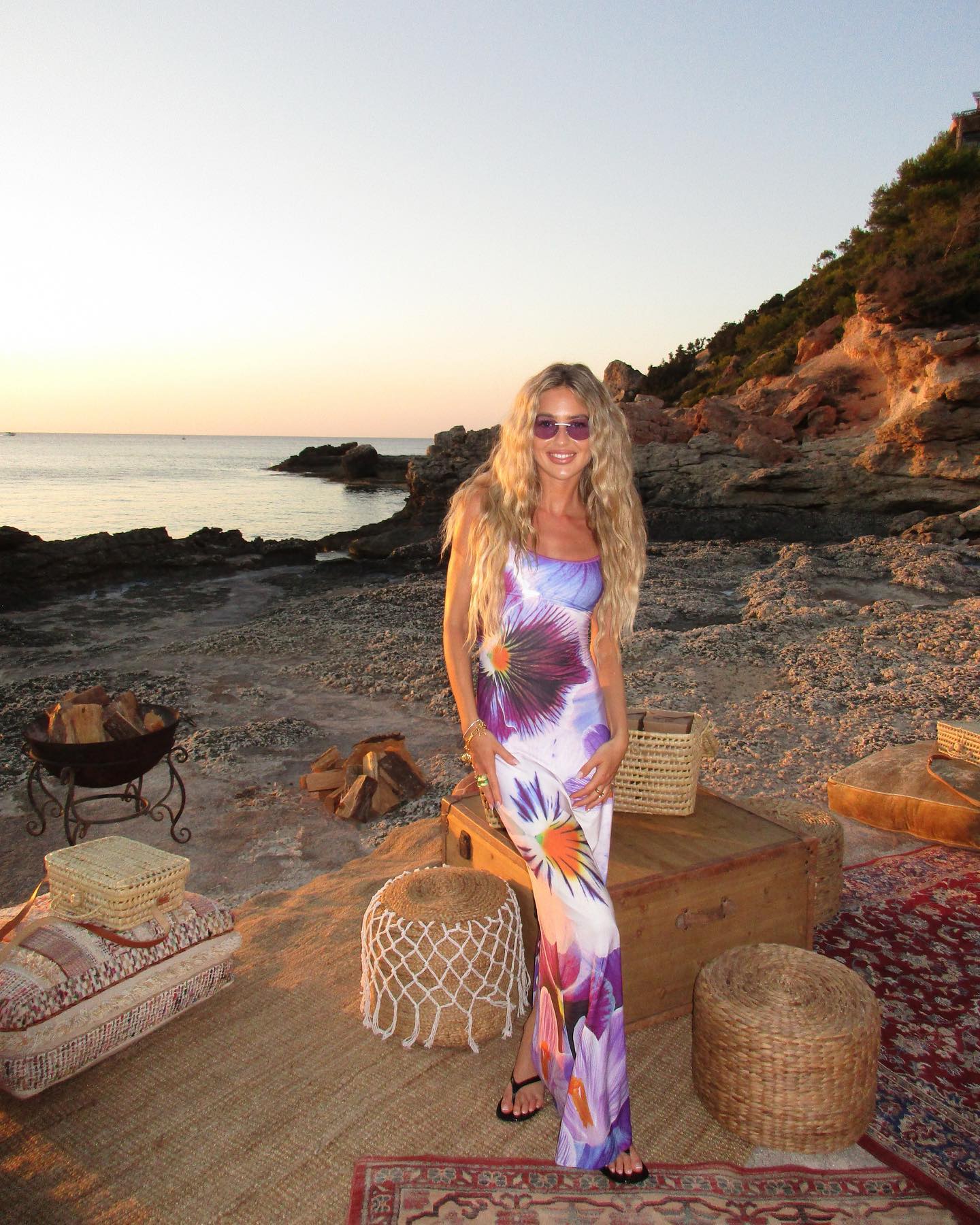 With Harper Lu Indigo Blossom Midi