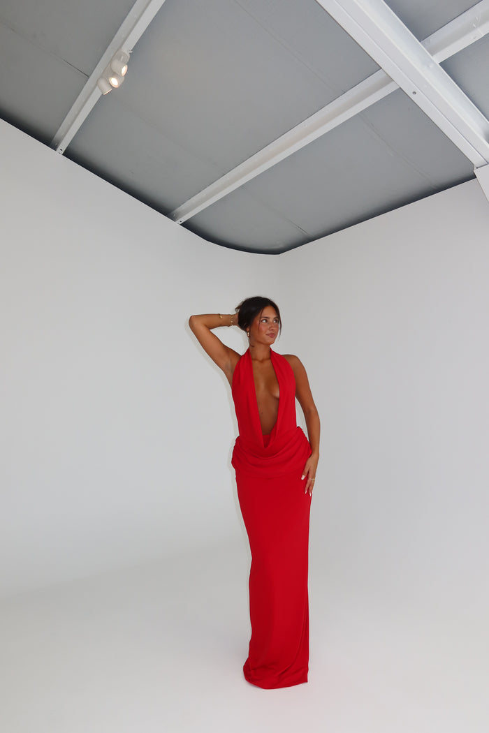MISHA Vanessa Gown Cherry Red