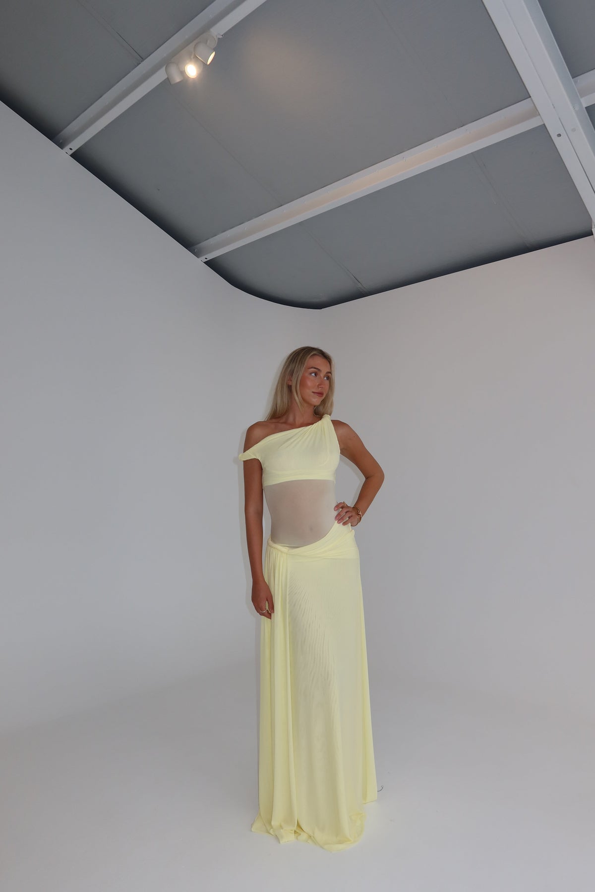 Misha Sisal Mesh Gown Lemon shortandsweethire