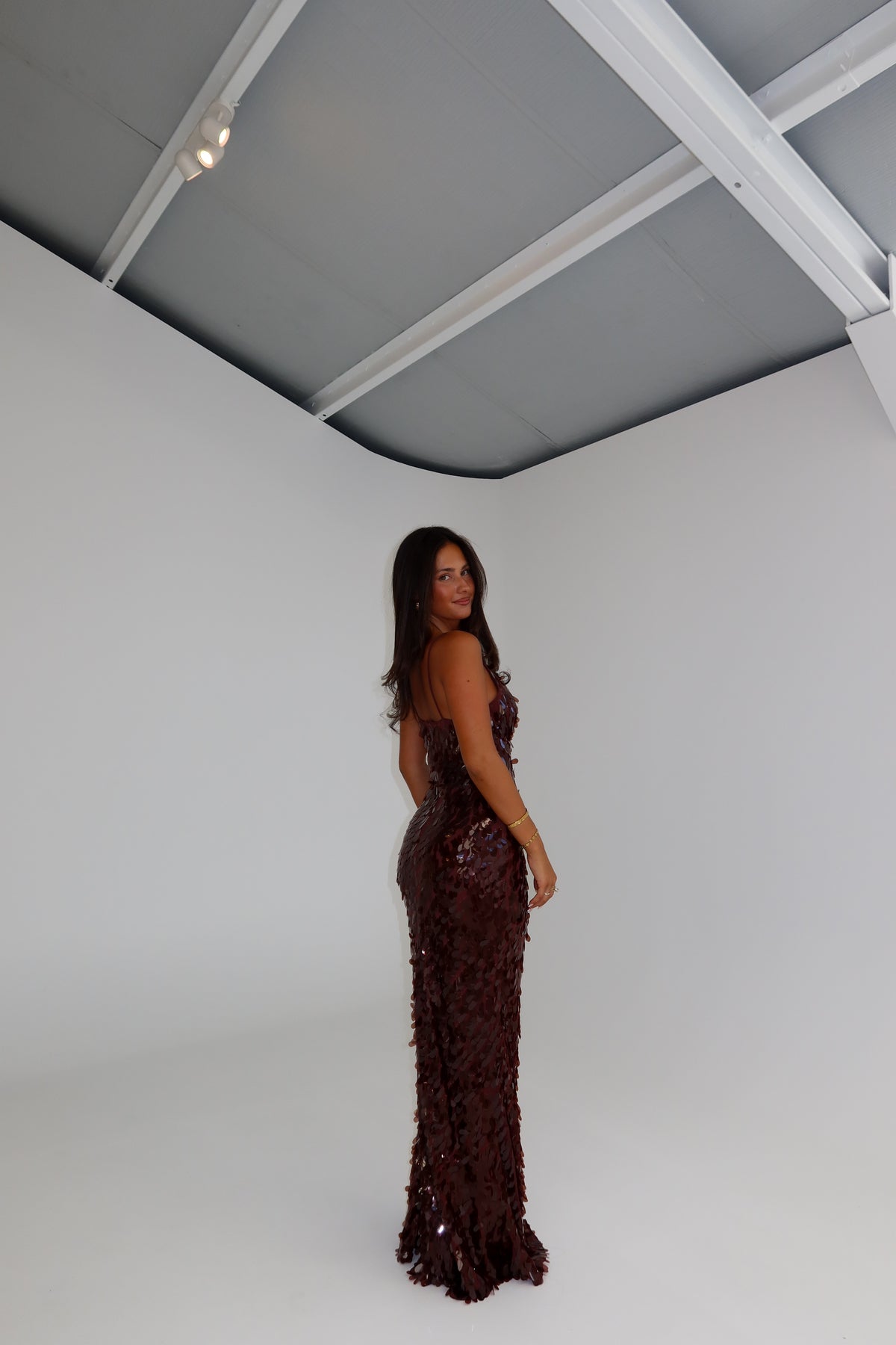 MISHA Sapphire Sequin Gown Fig