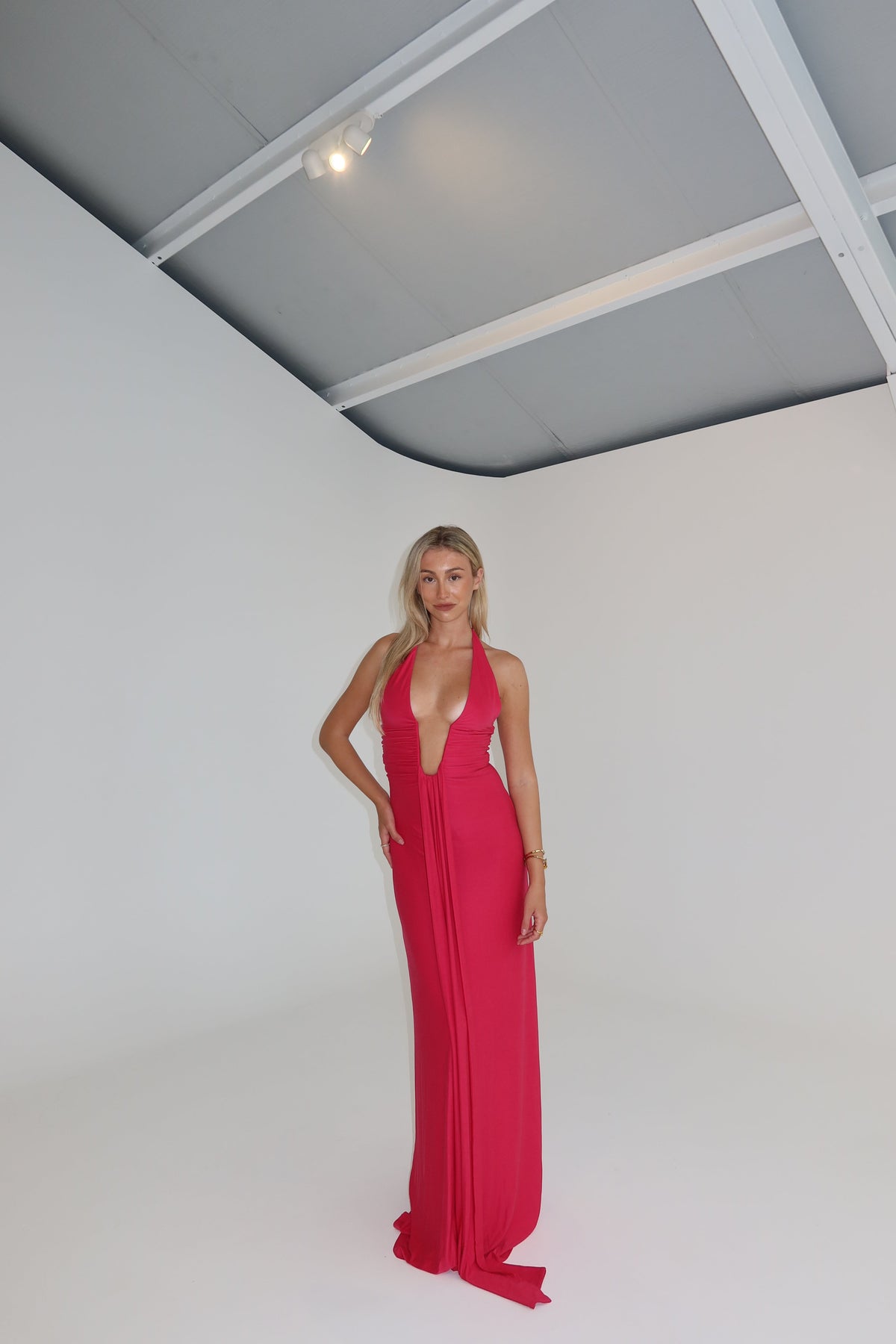 Misha Jennifer Cupro Gown Hot Pink shortandsweethire