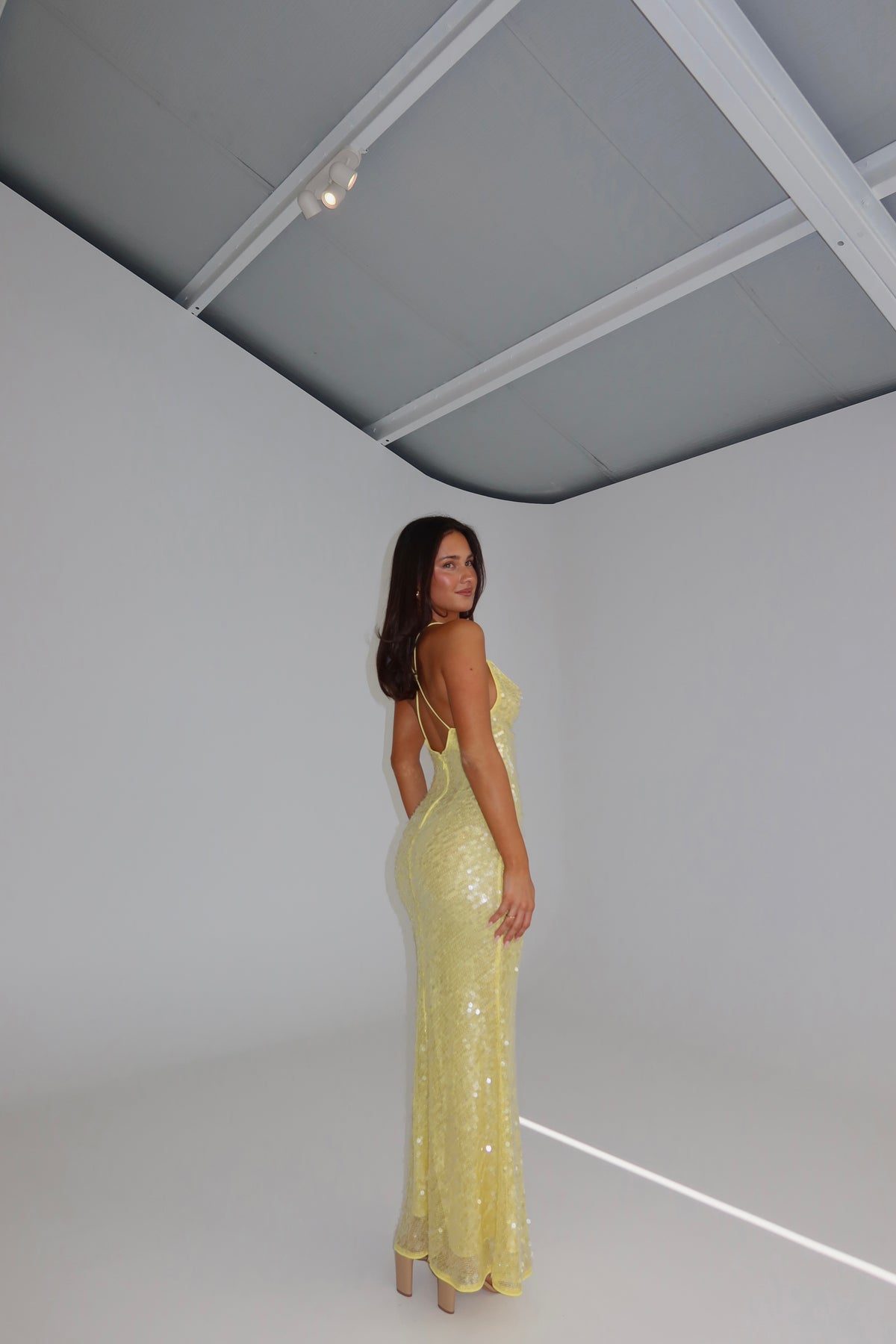 Misha Ina Sequin Maxi Yellow