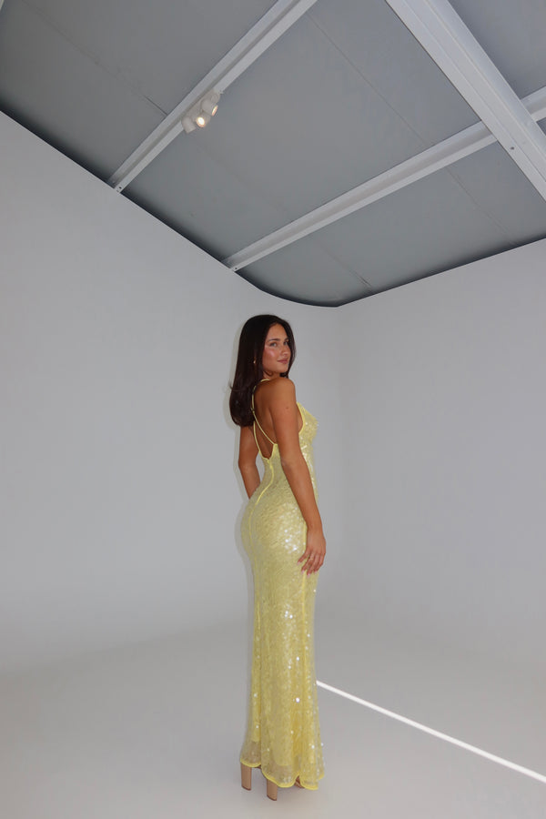 Misha Ina Sequin Maxi Yellow