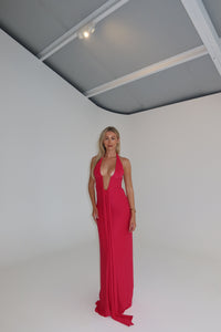 Misha Jennifer Cupro Gown Hot Pink shortandsweethire