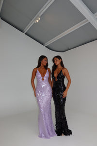 MISHA Sapphire Sequin Gown Lilac