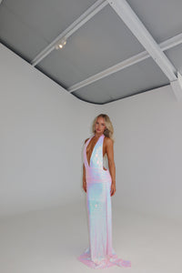 DZO Georgia Gown Pink Sequin shortandsweethire