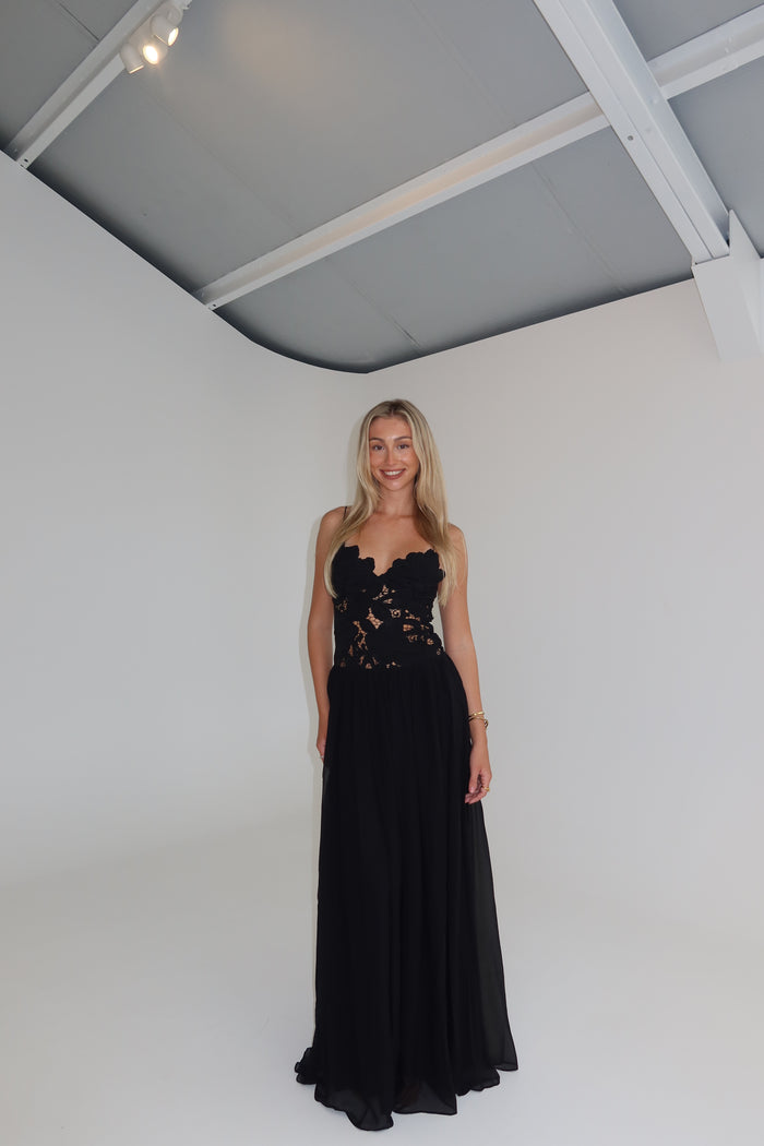 Hansen & Gretel Stephanie Maxi Gown Black