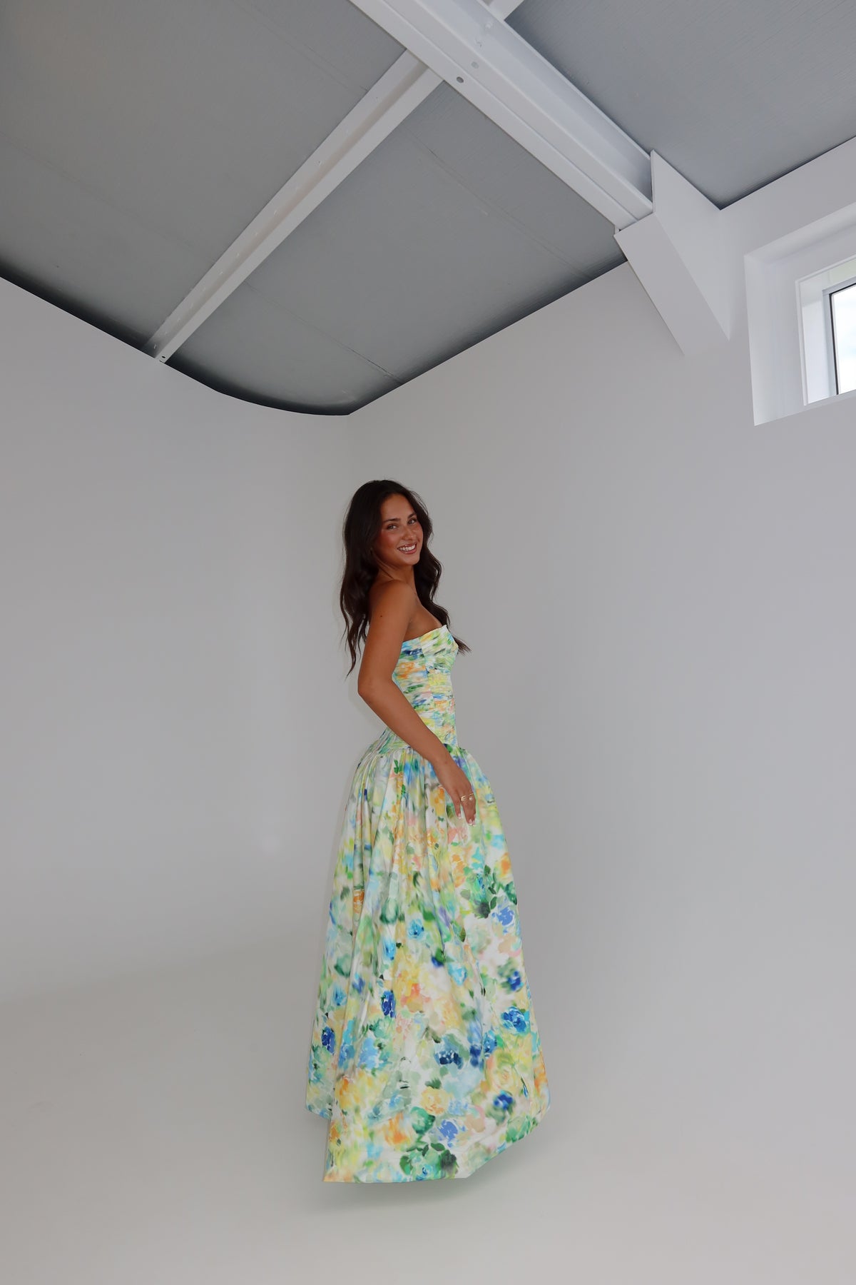 Aje Violette Bubble Hem Maxi Gown Floral Haze