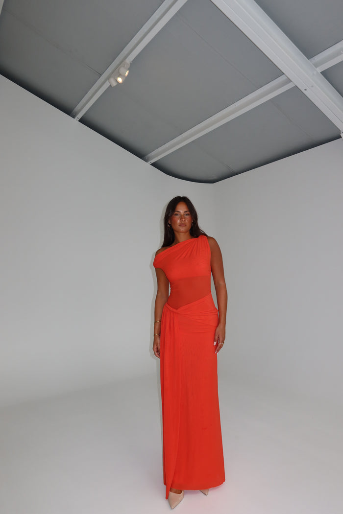 MISHA Sisal Mesh Gown Chilli Red