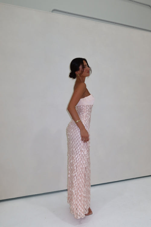 manning cartell launch party dress Manning Cartell Supreme Extreme Balconette Maxi Gown Rosewater – shortandsweethire