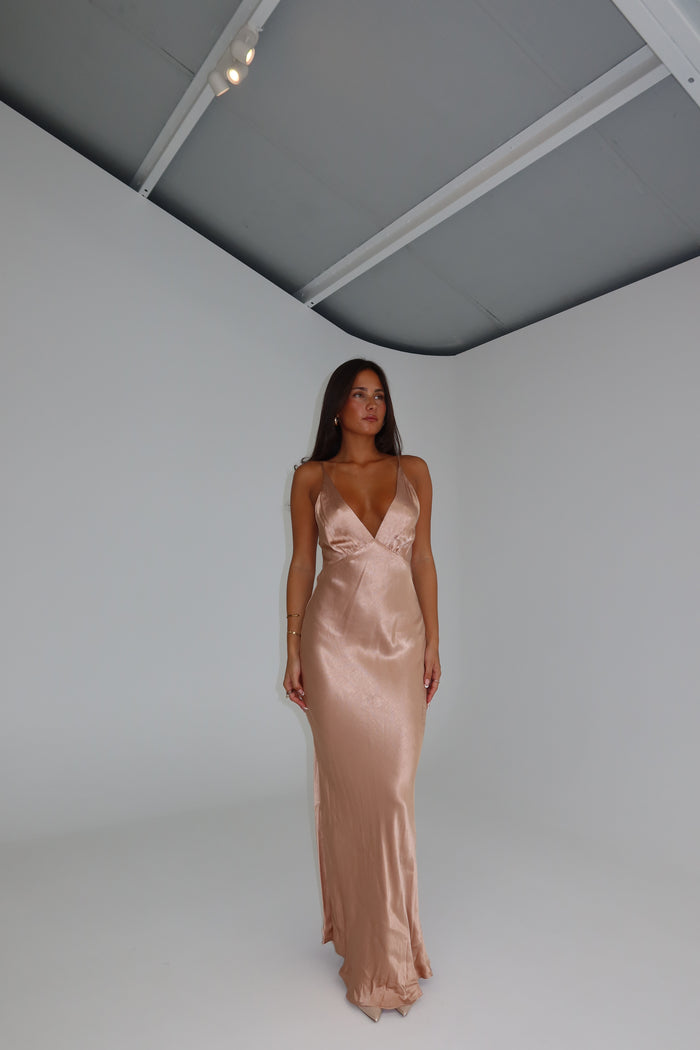 Bec + Bridge Moon Dance Maxi Rose Gold shortandsweethire Bec + Bridge Moon Dance Maxi Rose Gold shortandsweethire