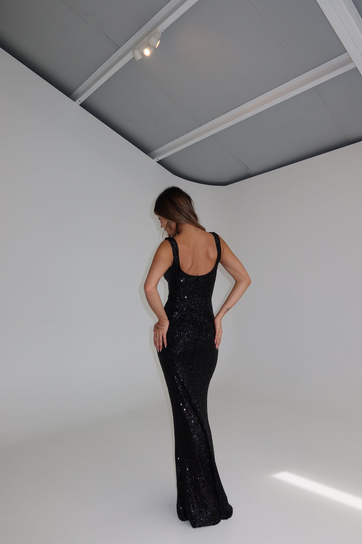 Effie Kats Colson Gown Black Sequin