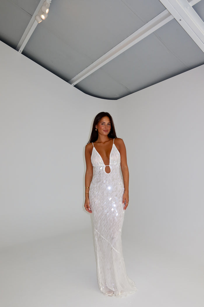 MISHA Sapphire Sequin Maxi Ivory