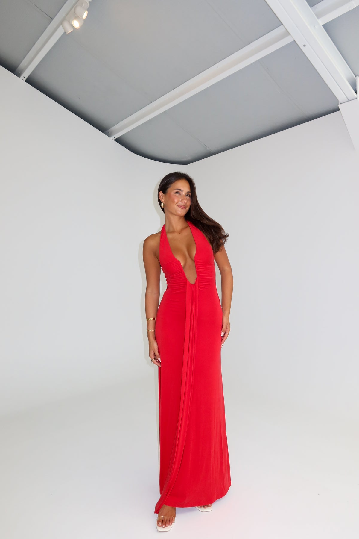 MISHA Jennifer Cupro Gown Cherry