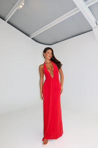 MISHA Jennifer Cupro Gown Cherry