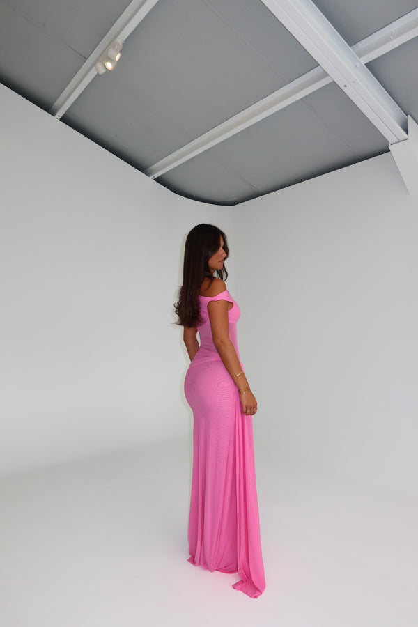 MISHA Sisal Mesh Gown Orchid Pink