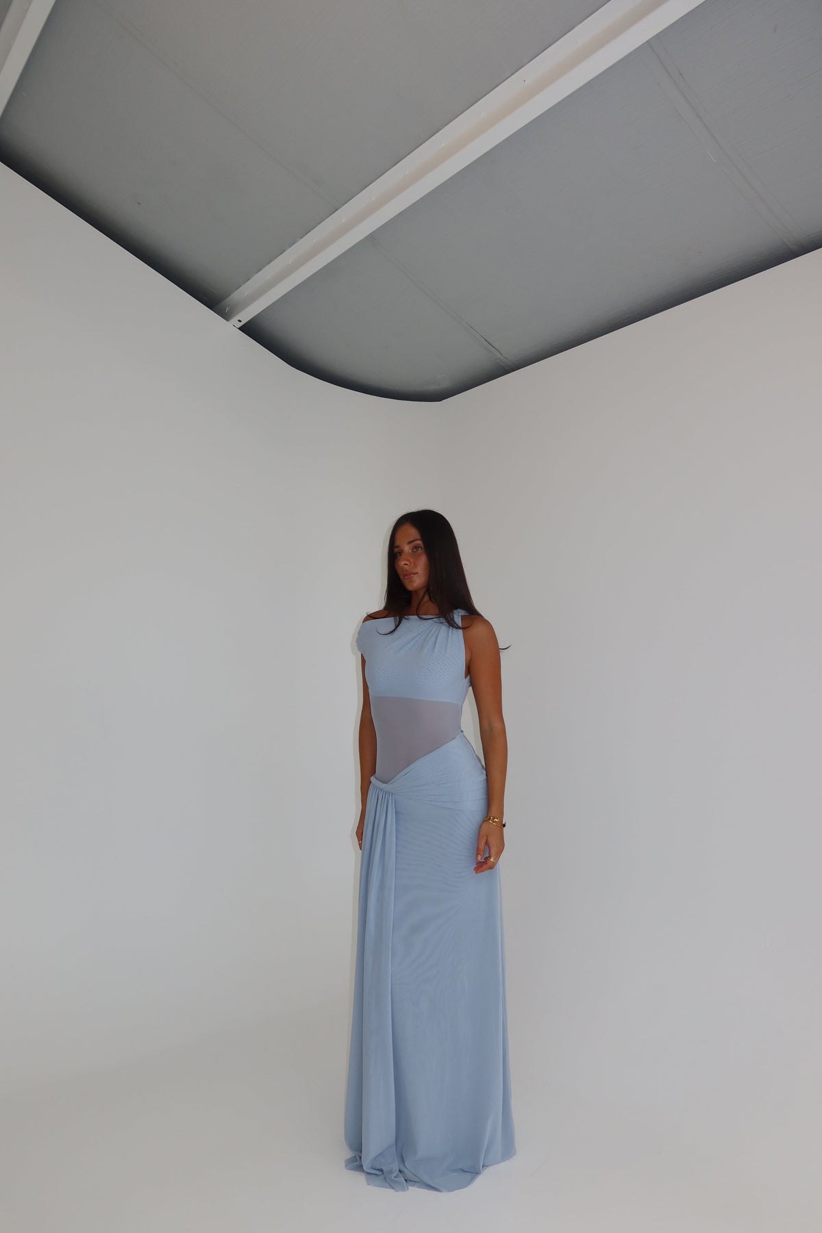 MISHA Sisal Mesh Gown Dove Blue shortandsweethire