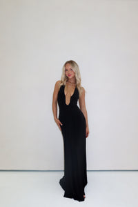 MISHA Jennifer Cupro Gown Black