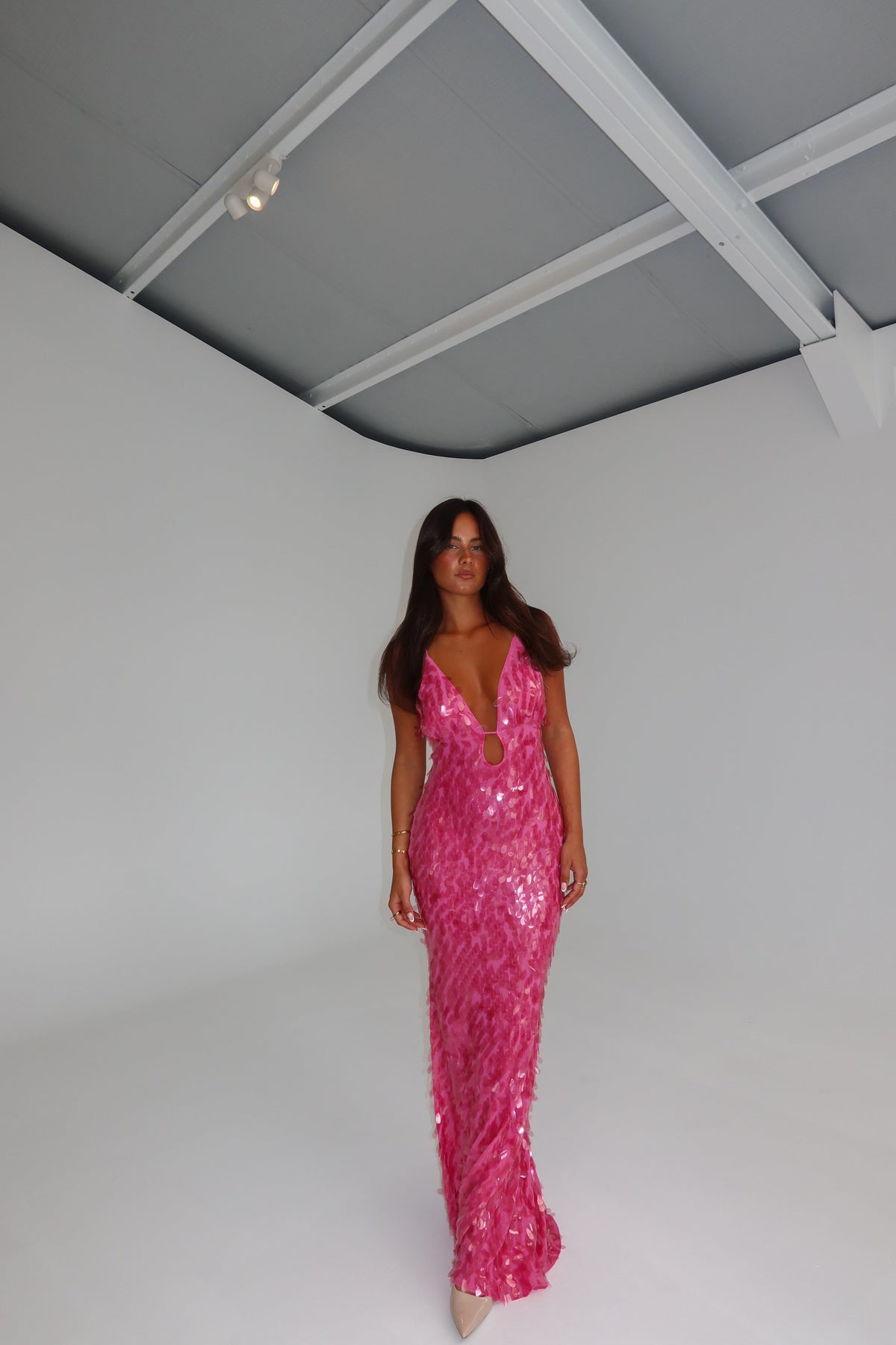 misha sapphire sequin dress pink Misha Pink Sequin Dress