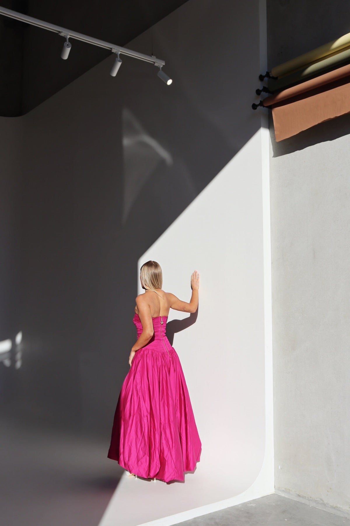 Aje Bubble Hem Gown Deep Magenta shortandsweethire Aje Bubble Hem Gown Deep Magenta shortandsweethire