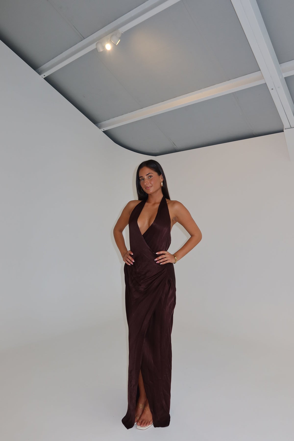 Bec + Bridge Elisia Wrap Maxi Chocolate shortandsweethire
