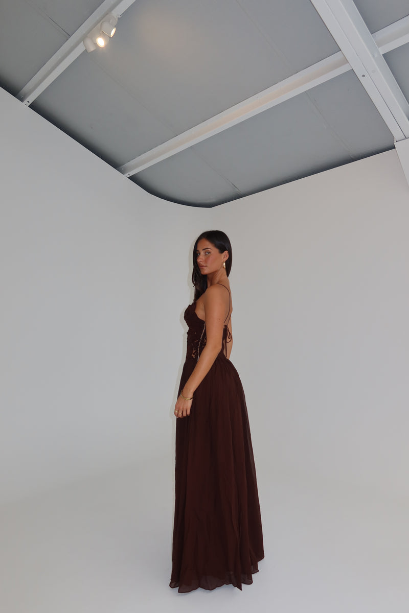 Hansen & Gretel Stephanie Maxi Gown Cedar