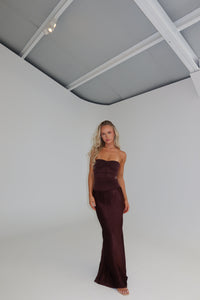 Bec + Bridge Dua Strapless Maxi Chocolate shortandsweethire