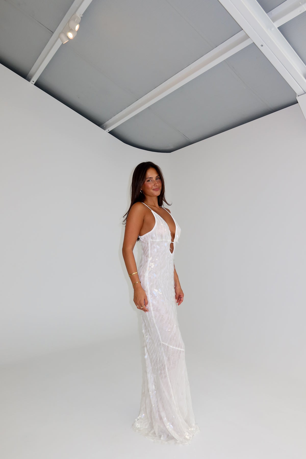 MISHA Sapphire Sequin Maxi Ivory