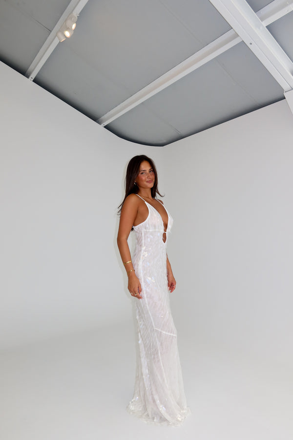 MISHA Sapphire Sequin Maxi Ivory