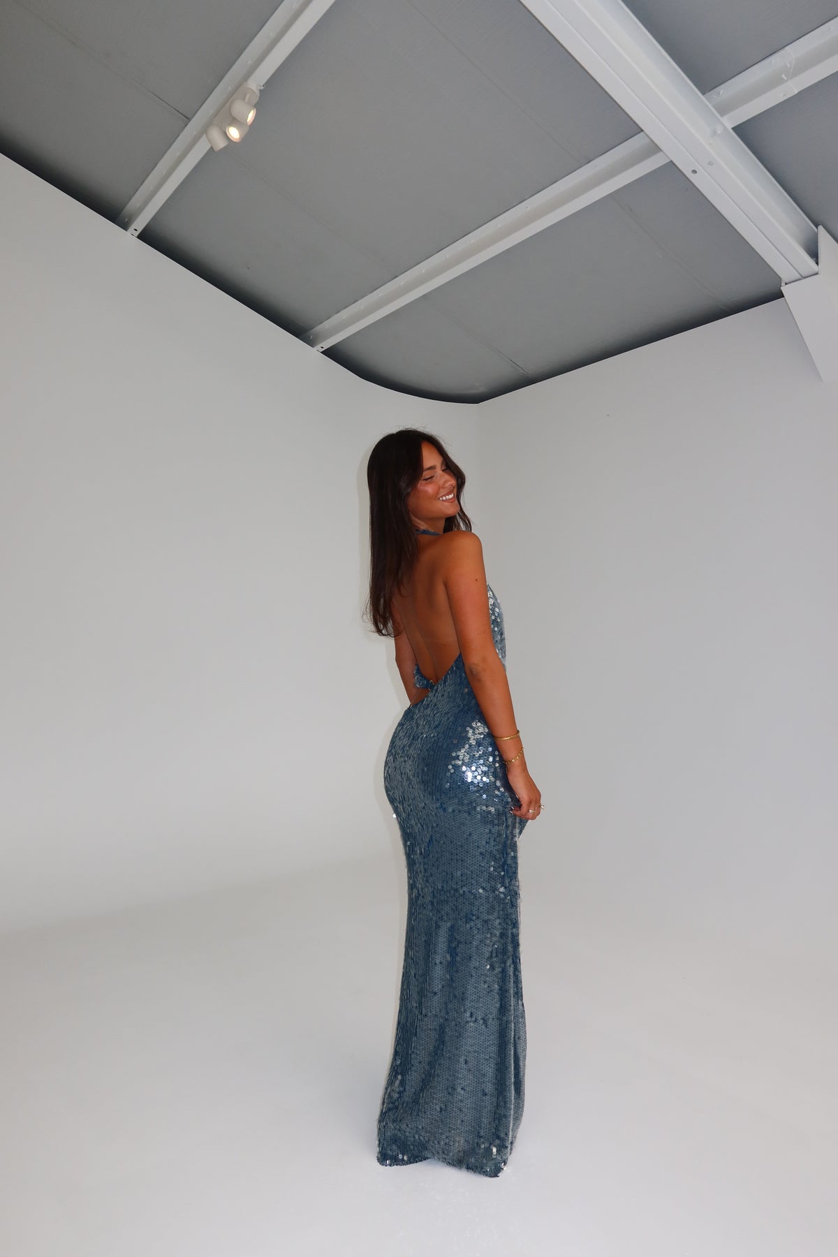MISHA Devon Sequin Gown Teal