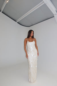 Misha Devina Sequin Maxi Ivory