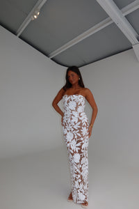 Bronx Banco Dahlia Sequin Gown White