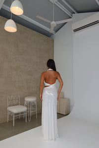 MISHA Devon Sequin Gown Ivory shortandsweethire