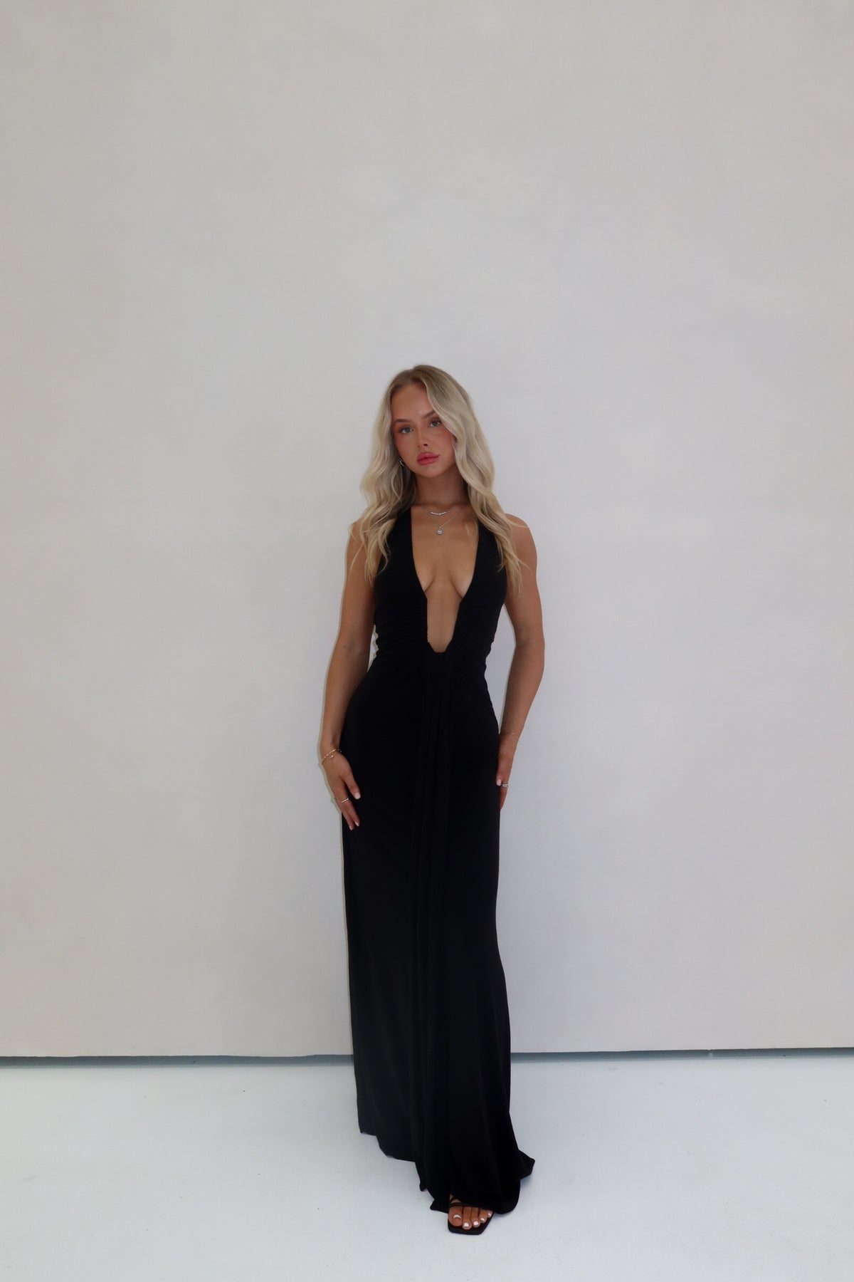 MISHA Jennifer Cupro Gown Black shortandsweethire MISHA Jennifer Cupro Gown Black shortandsweethire