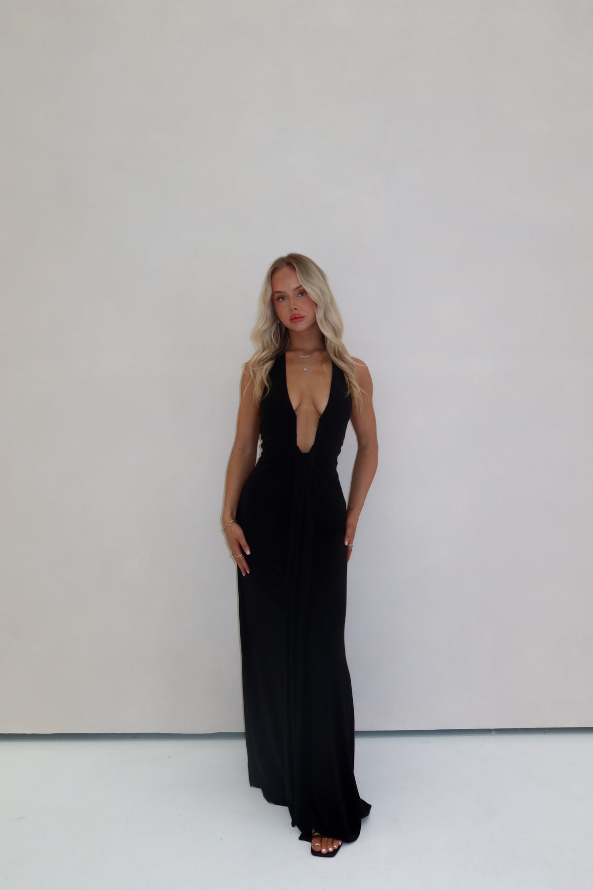 MISHA Jennifer Cupro Gown Black