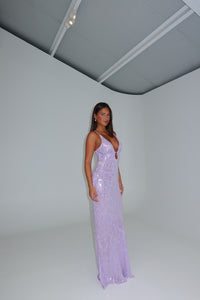 MISHA Sapphire Sequin Gown Lilac