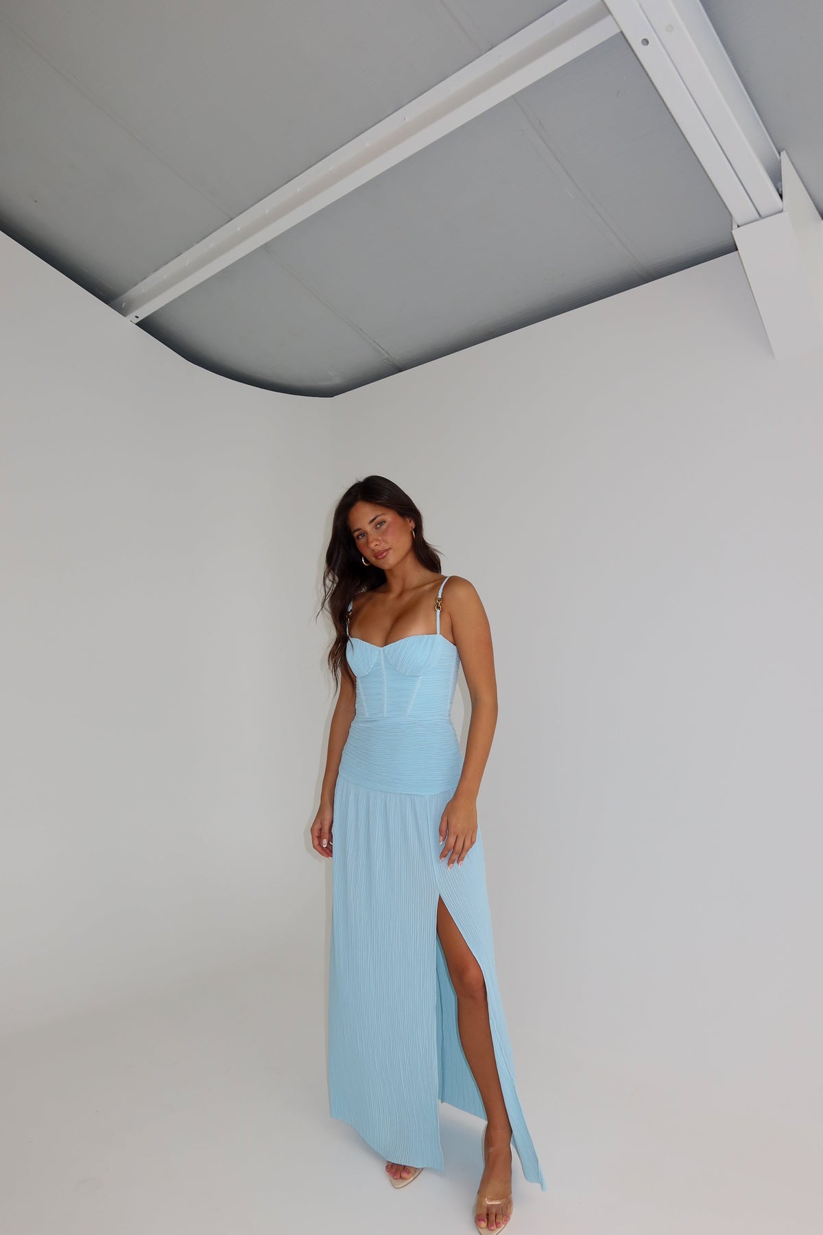 Manning Cartell Double Time Pleat Gown Acqua Spritz shortandsweethire Manning Cartell Double Time Pleat Gown Acqua Spritz shortandsweethire