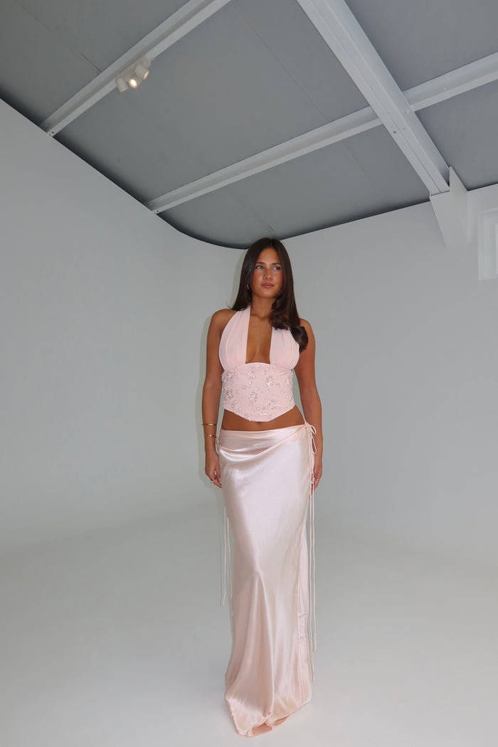 Natalie Rolt Bronte Top + Evelyn Skirt Baby Pink