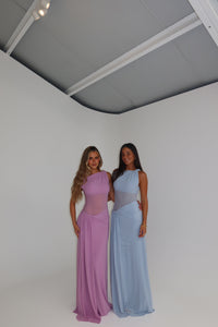 MISHA Sisal Mesh Gown Dove Blue shortandsweethire