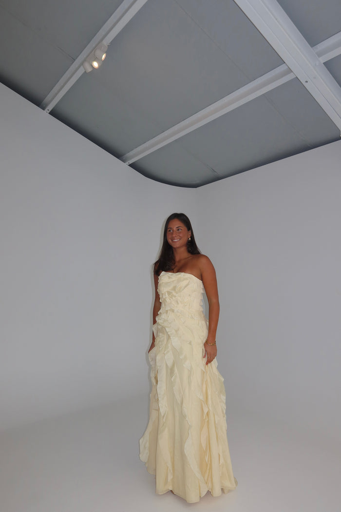 Aje Allairie Gown Butter Yellow