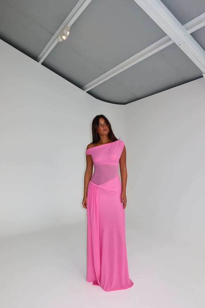 MISHA Sisal Mesh Gown Orchid Pink