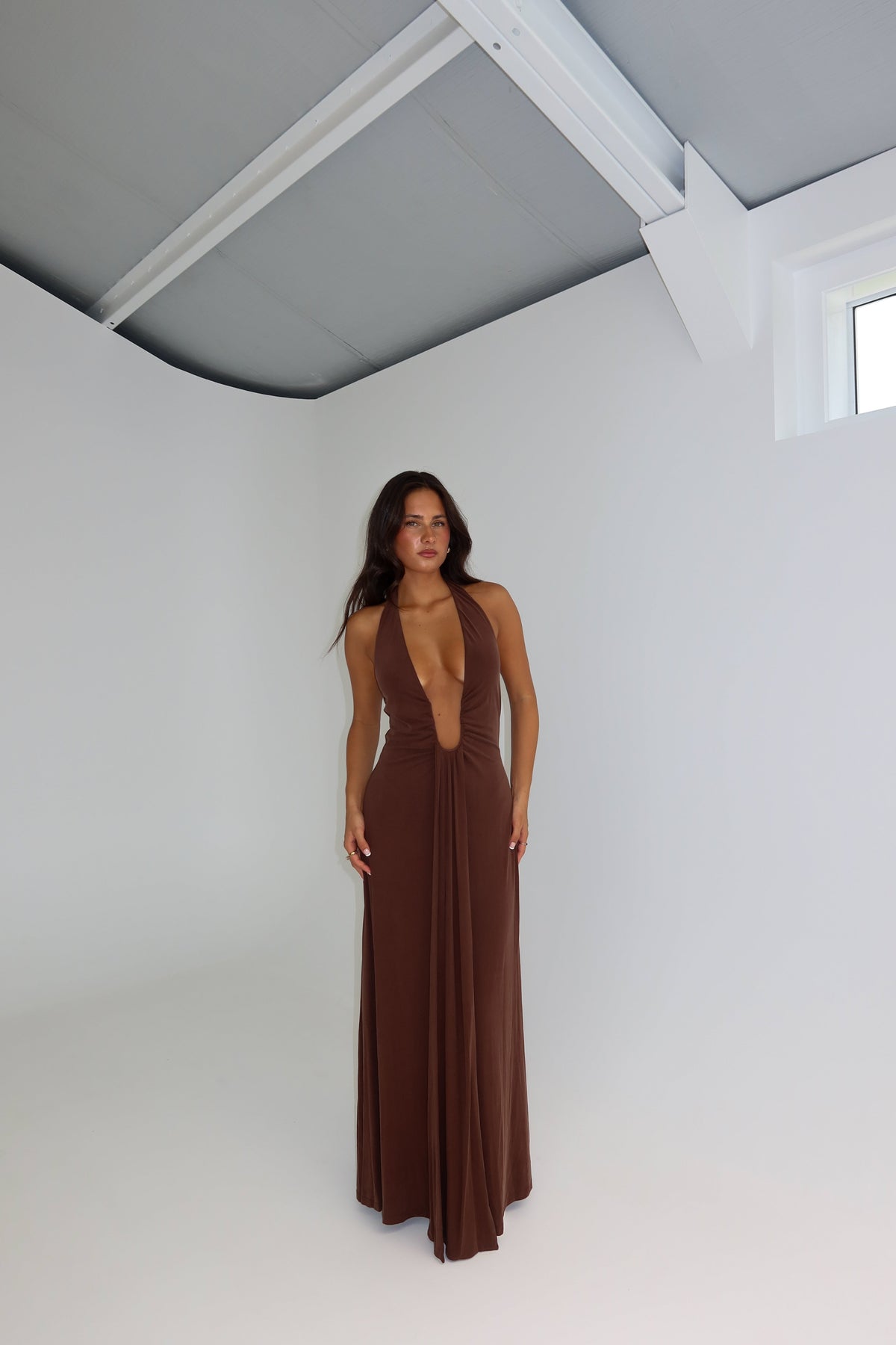 misha brown dress MISHA Women's The Sisal Mesh Maxi Dress, Chocolate, XL at Amazon Women's Clothing store