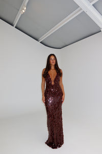 MISHA Sapphire Sequin Gown Fig