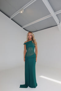 MISHA Sisal Mesh Gown Teal