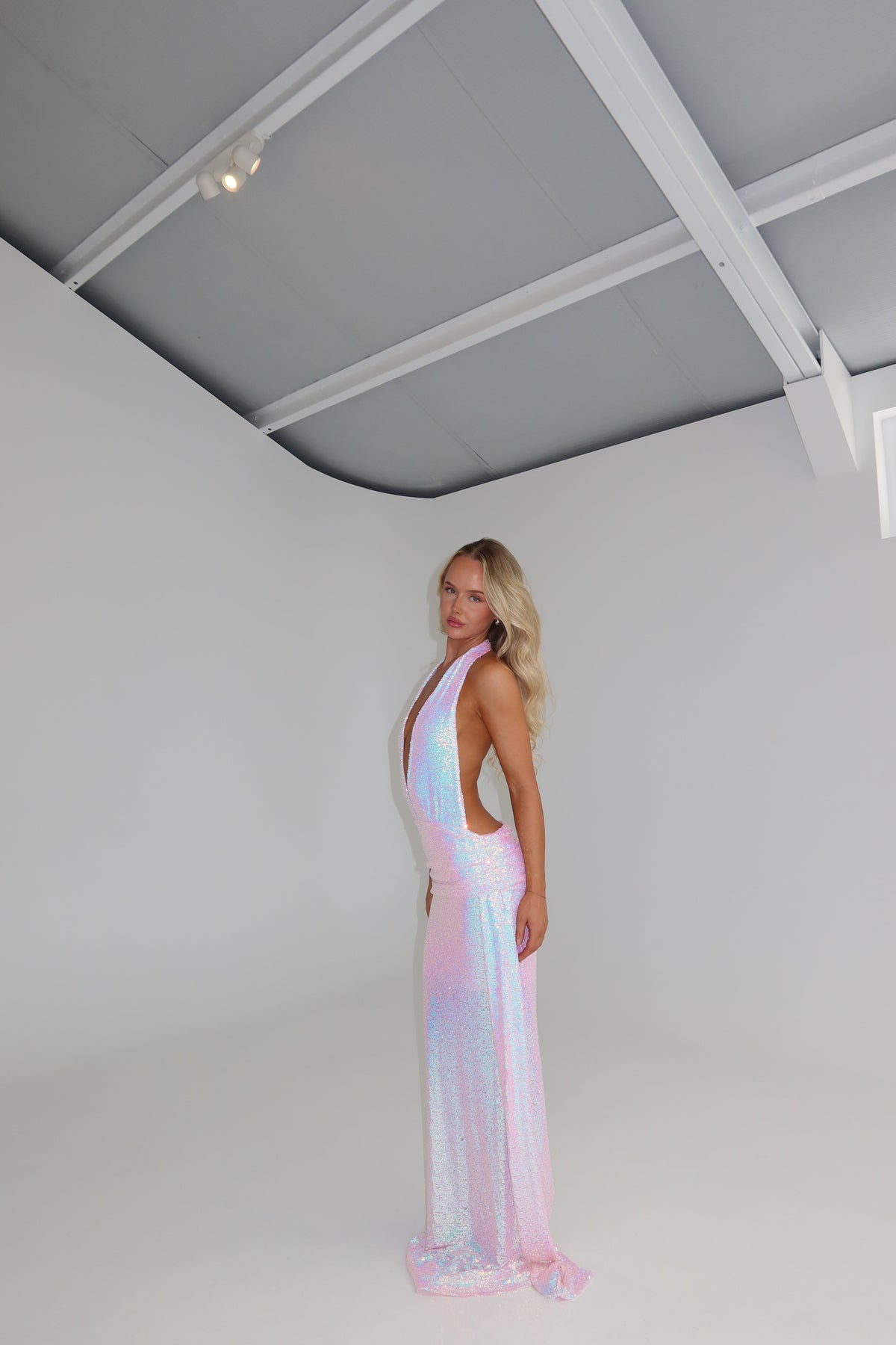 DZO Georgia Gown Pink Sequin shortandsweethire