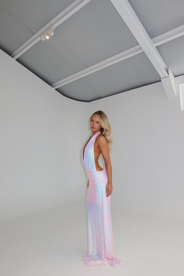 DZO Georgia Gown Pink Sequin