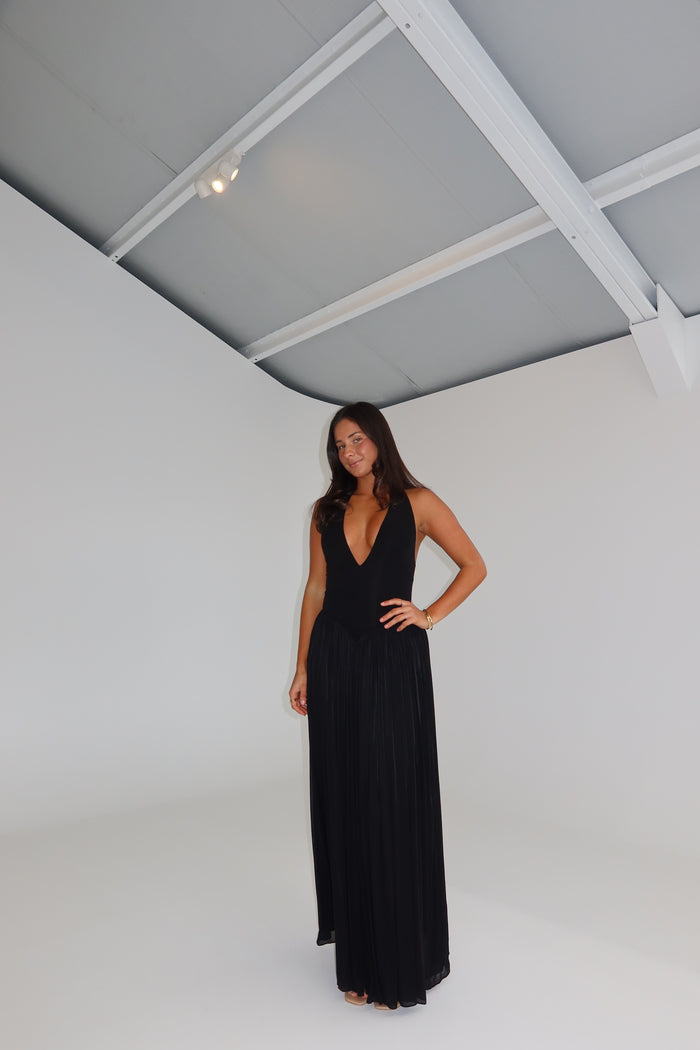 Misha Ophelia Jersey Maxi Gown Black