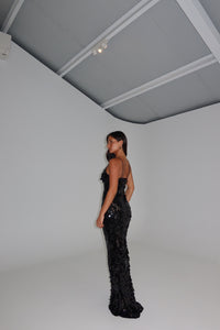 MISHA Sapphire Sequin Gown Black