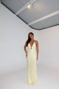 Misha Sapphire Sequin Maxi Lemon shortandsweethire